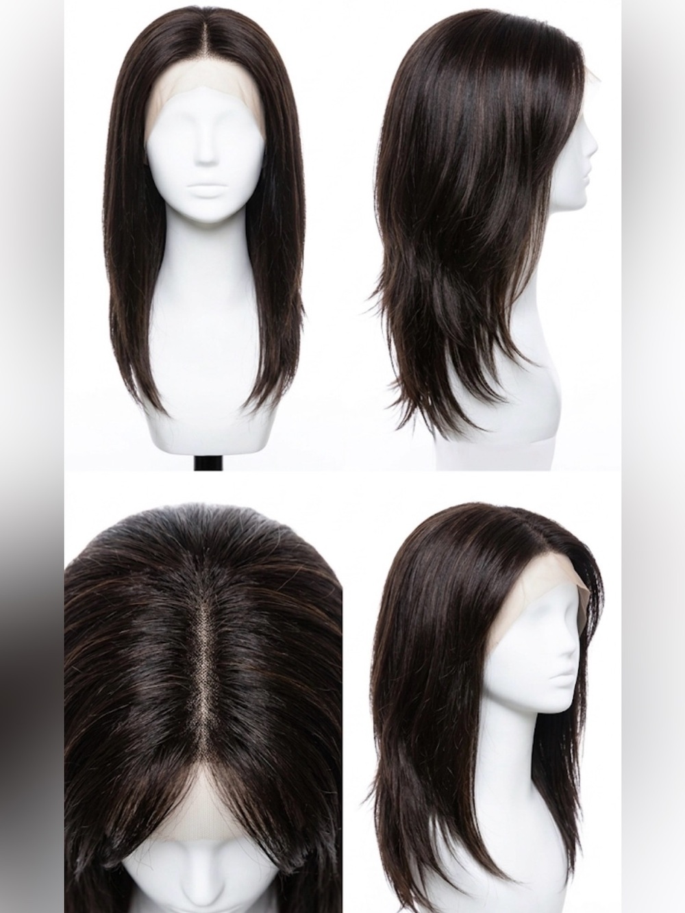 Natural Straight Women's Wig in Dark Brown - Premium Lace Front